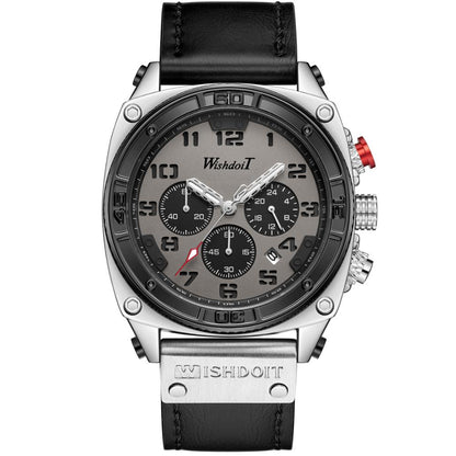 Reloj para hombre Men's Watch Casual Sports Watch Men's Military Watch Men's Clock Fashion Chronograph Watch silver with black band