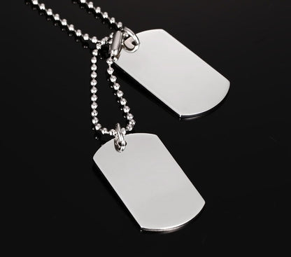 Pendiente y Collar para Hombre Stainless Steel Double Dog Tag Necklace Pendant ID Men Jewelry 24" Chain