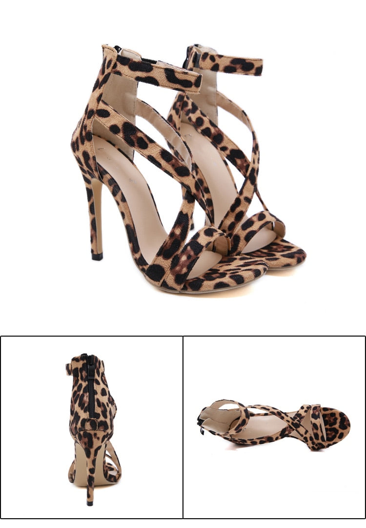 Women Heels Ladies Sandals Fashion Sexy Brown Leopard Fish Mouth Open –  Nantli's - Online Store