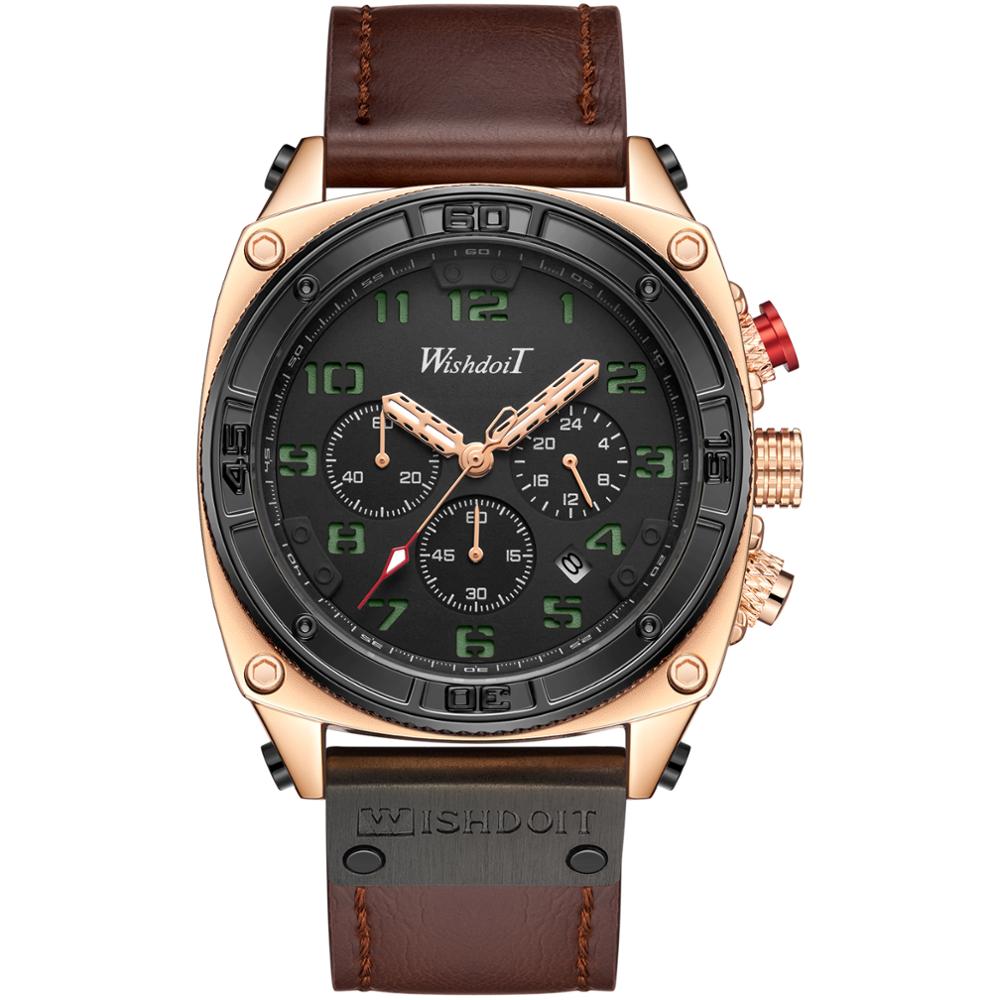Reloj para hombre Men's Watch Casual Sports Watch Men's Military Watch Men's Clock Fashion Chronograph Watch gold and brown