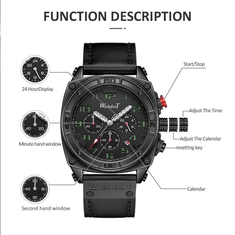 Reloj para hombre Men's Watch Casual Sports Watch Men's Military Watch Men's Clock Fashion Chronograph Watch description