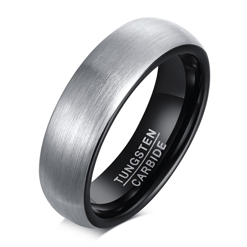 Anillo para Hombre o Mujer Basic 6mm Men Wedding Black Tungsten Carbide Ring, Matte Finished Minimalist Finger Bands Jewelry, Comfort Fit US Size