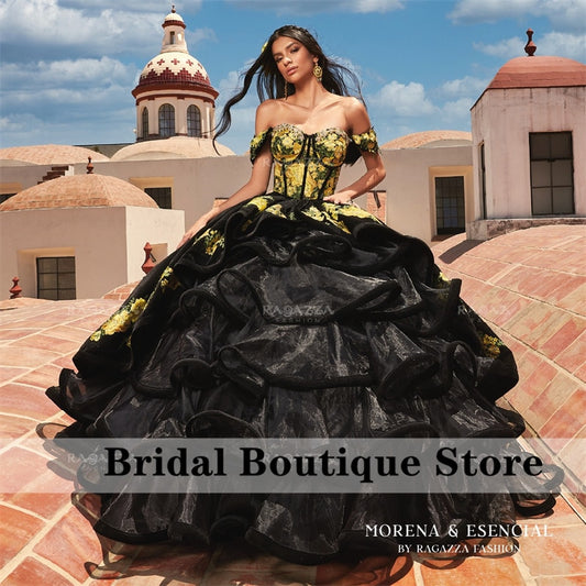 Quinceanera Dress Vestidos De 15 Quinceañera Flowers Applique Mexico Quinceanera Dress Off Shoulder Sweet 16 Gowns