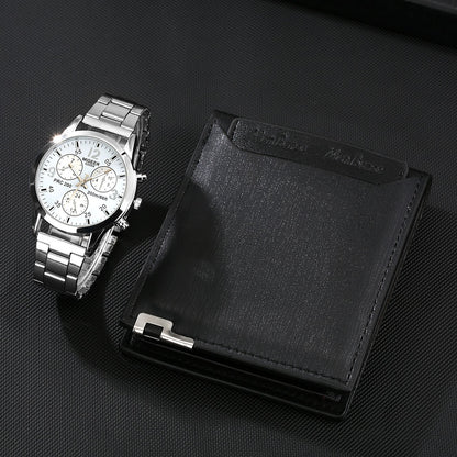 Reloj y Cartera para Hombre Men's Watch Wallet Set Card Holder Quartz Stainless Steel Watch for Man Birthday Gift To Father Husband