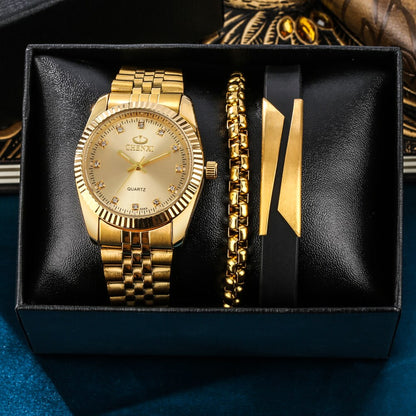 Reloj y Pulseras para hombre Men's Watch bracelets Set Quartz Wrist Watch Men Business Watch Gift Set relogio masculino