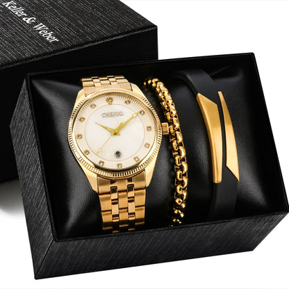Reloj y Pulseras para hombre Men's Watch bracelets Set Quartz Wrist Watch Men Business Watch Gift Set relogio masculino