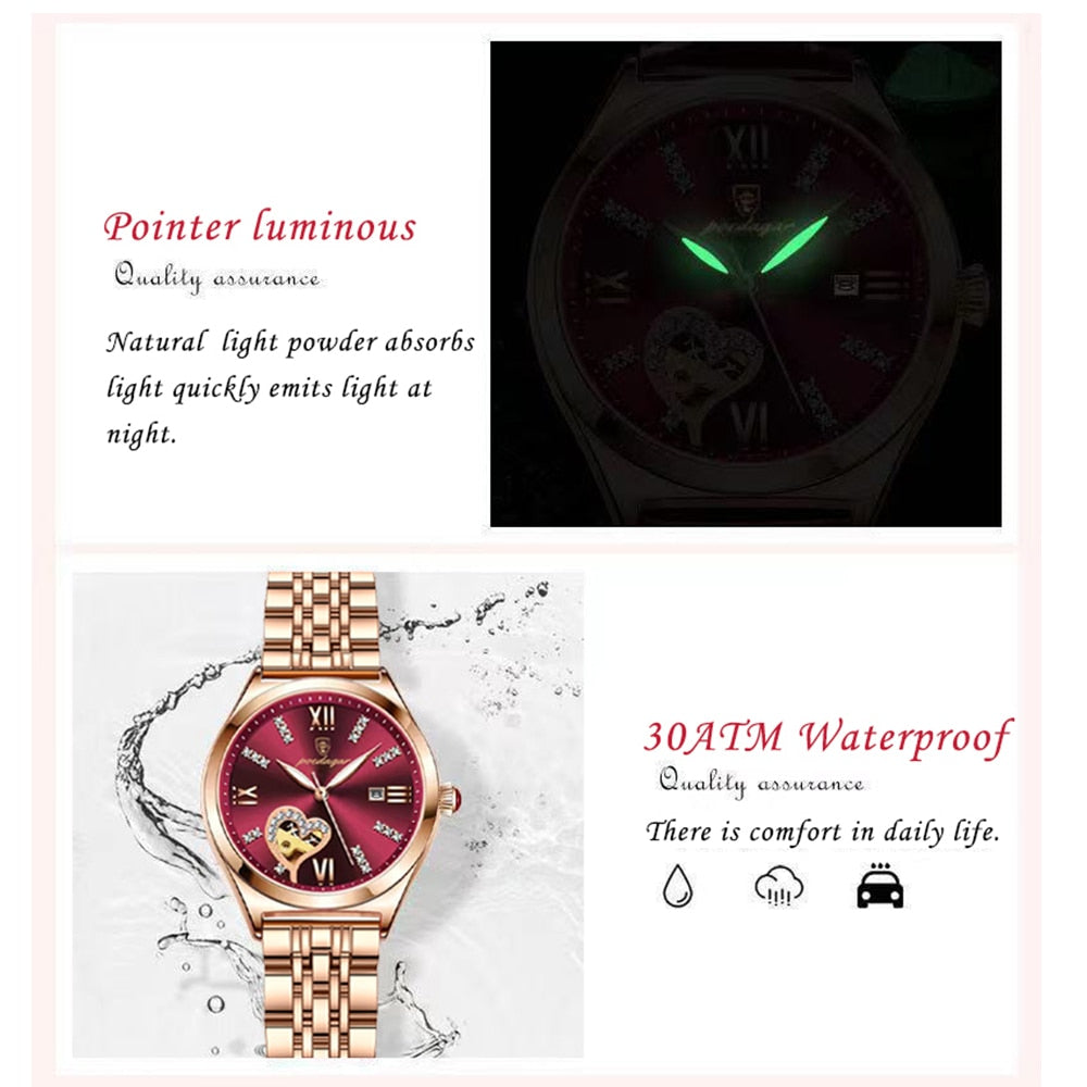 Women Watches Stainless Stain Steel Ladies Watch Waterproof Quartz Wristwatch Romantic Girlfriend Gift