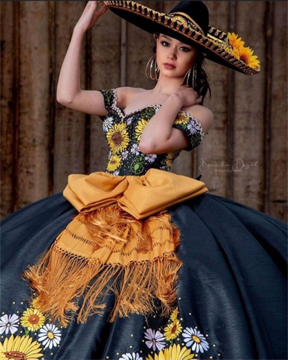 Vestido Charro de Quinceanera Embroidery Ball Gown Quinceanera Dress Off Shoulder Mexican Sweet 16 Dress