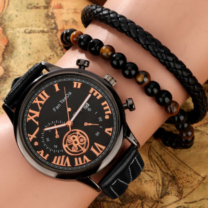 Watch Men Set Gift Quartz Watches with Calendar for Men Exquisite Bracelet Gifts Box reloj para hombres