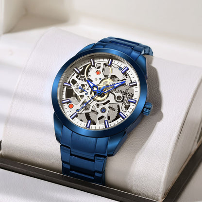 Reloj para Hombre Watch for Men Fashion Casual Design Stainless Steel Skeleton Quartz Watch Men Mens Watches
