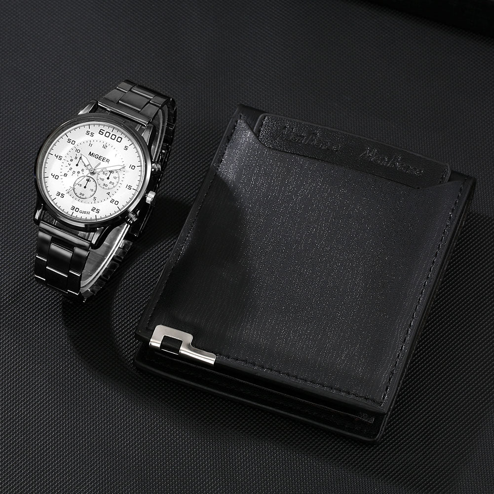 Reloj y Cartera para Hombre Men's Watch Wallet Set Card Holder Quartz Stainless Steel Watch for Man Birthday Gift To Father Husband