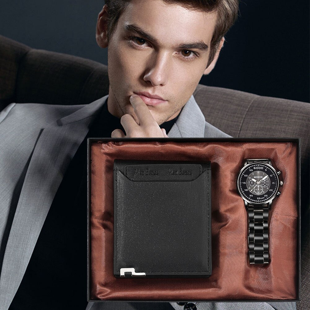 Wallet Watch Gifts for Men Clock Male Men's Wallet Money Bag Credit Card Holder Dollar Bill Wallet Watch Carteira