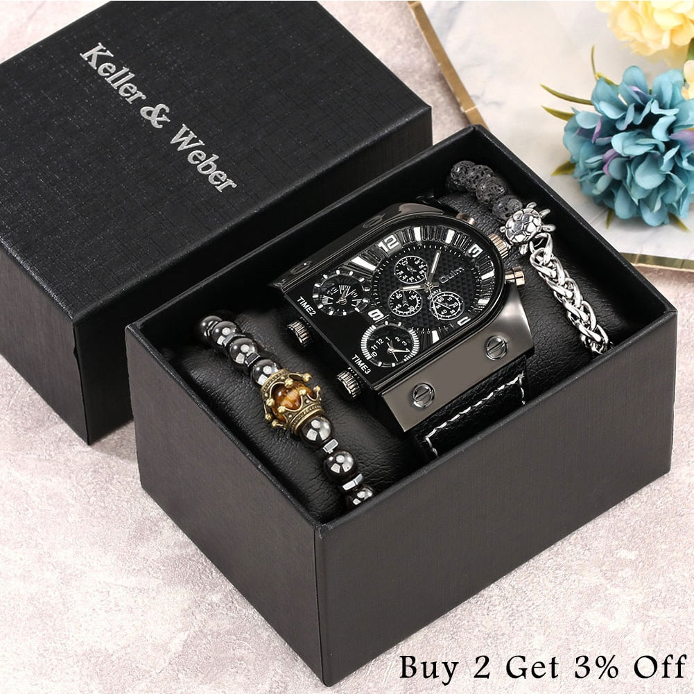 Gift set Men's Watch with bracelet reloj con pulseras para hombre