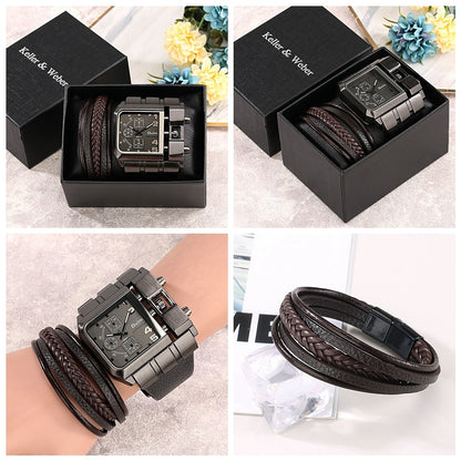 Gift set Men's Watch with bracelet reloj y pulsera para hombre