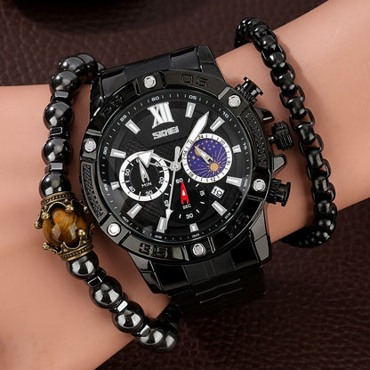Reloj y Pulseras para hombre Men's Watch bracelets Set Quartz Watch for Men with Elastic Bracelets Gifts for Boyfriend