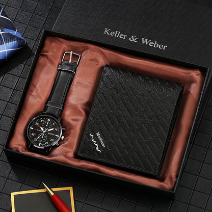 Reloj y Cartera para Hombre Men's Watch Wallet Set Men's Fashion Leather Watch Simple Wallet Purse Anniversary Gift for Husband Practical Birthday Gifts to Boyfriend