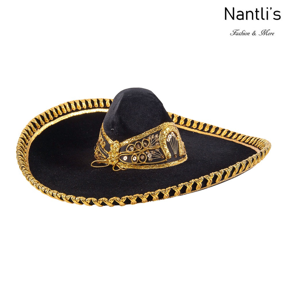TM-71161 Black-Gold Sombrero Charro Nantlis Tradicion de Mexico
