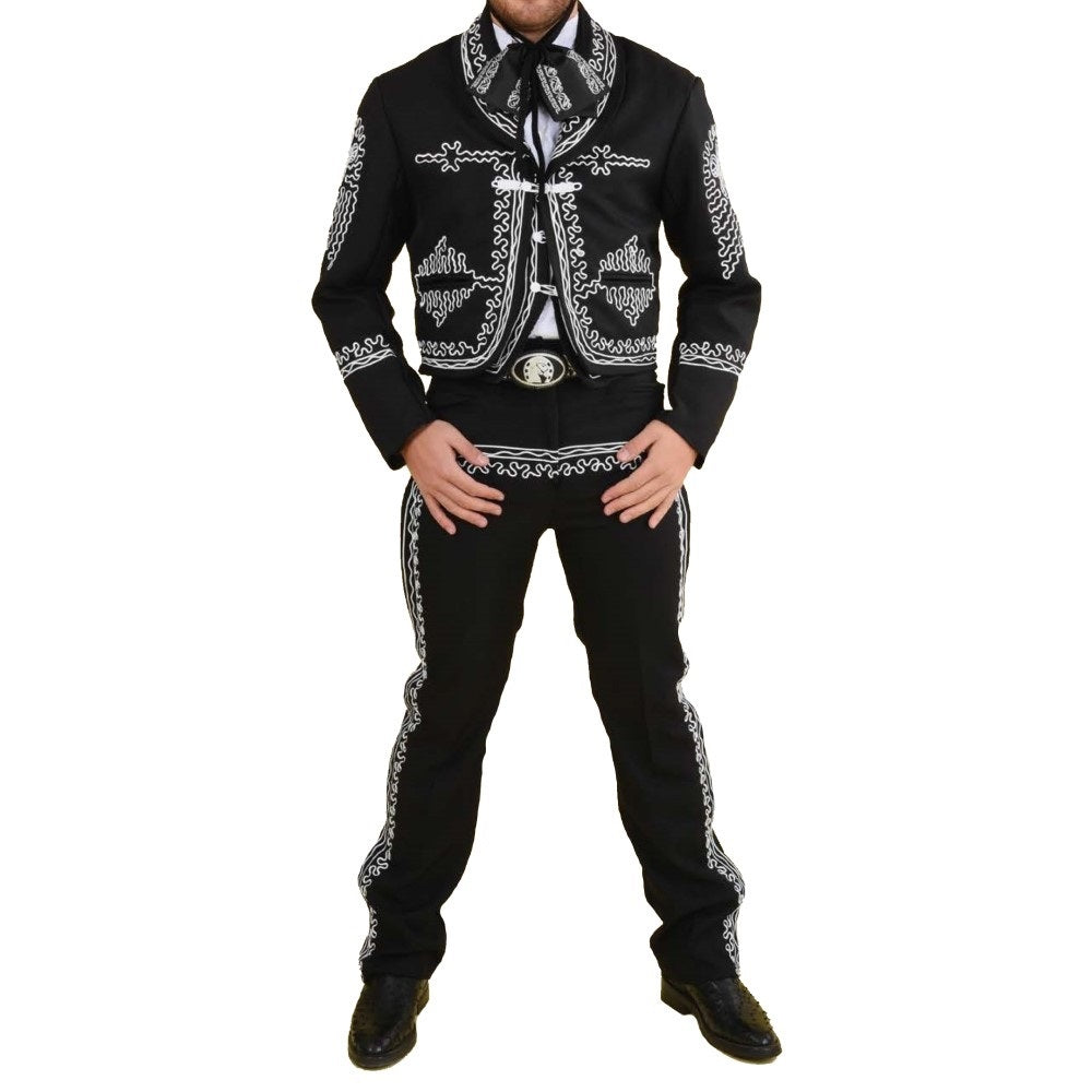 Traje Charro de Hombre TM-72127 Black-Silver - Charro Suit for Men