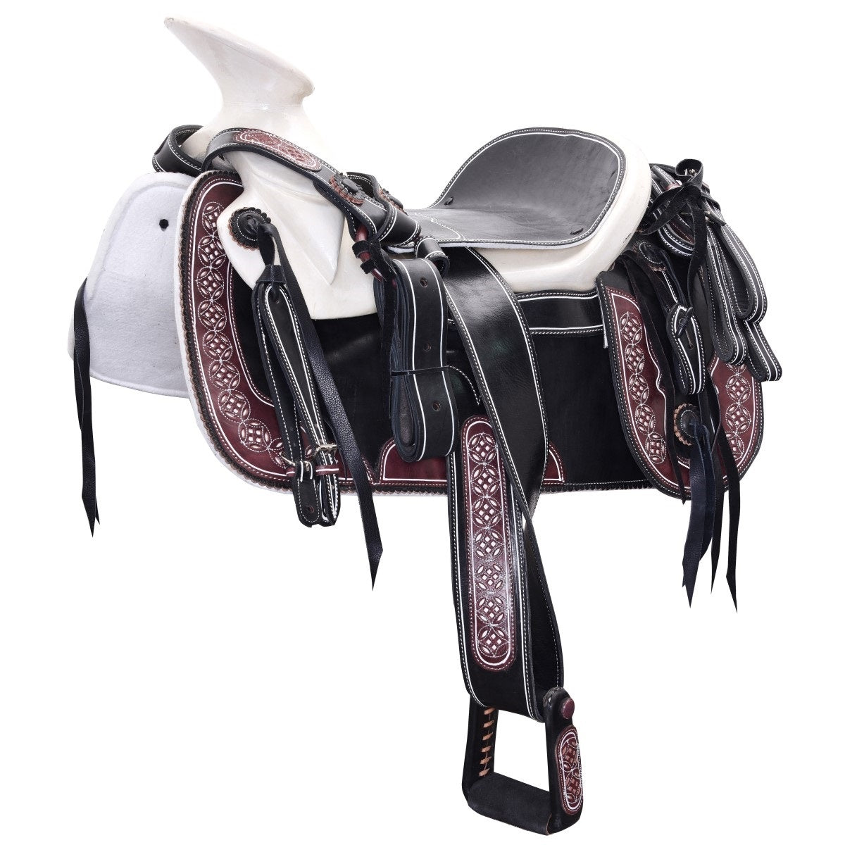 Silla de Montar para Caballo TM-WD1077-1044 Black-Wine - Horse Saddle