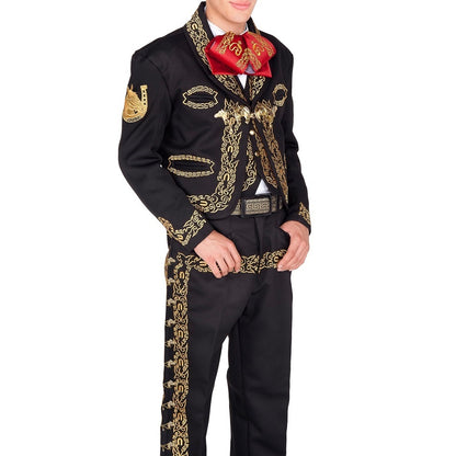 Traje Charro de Hombre TM72176 black-gold - Charro Suit for Men