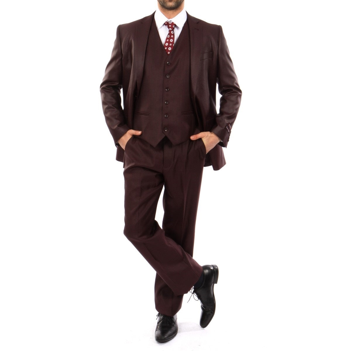 Traje Formal para Hombre TA-M158-12 Burgundy - Formal Suit for Men Open